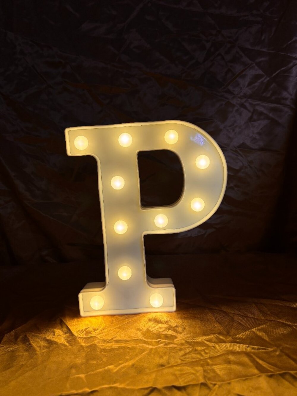 White Letter P Marquee Light Up Sign LED Wall Decor Initial Monogram Battery